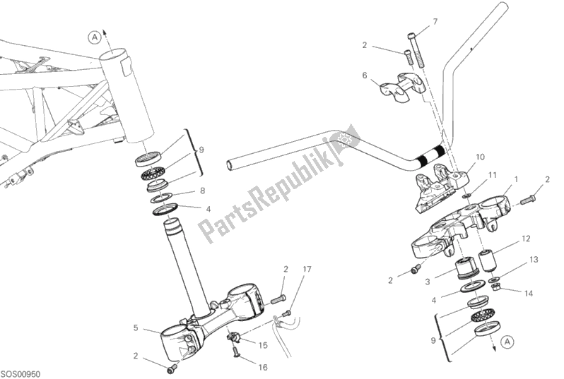 All parts for the Steering Assembly of the Ducati Scrambler Full Throttle USA 803 2019